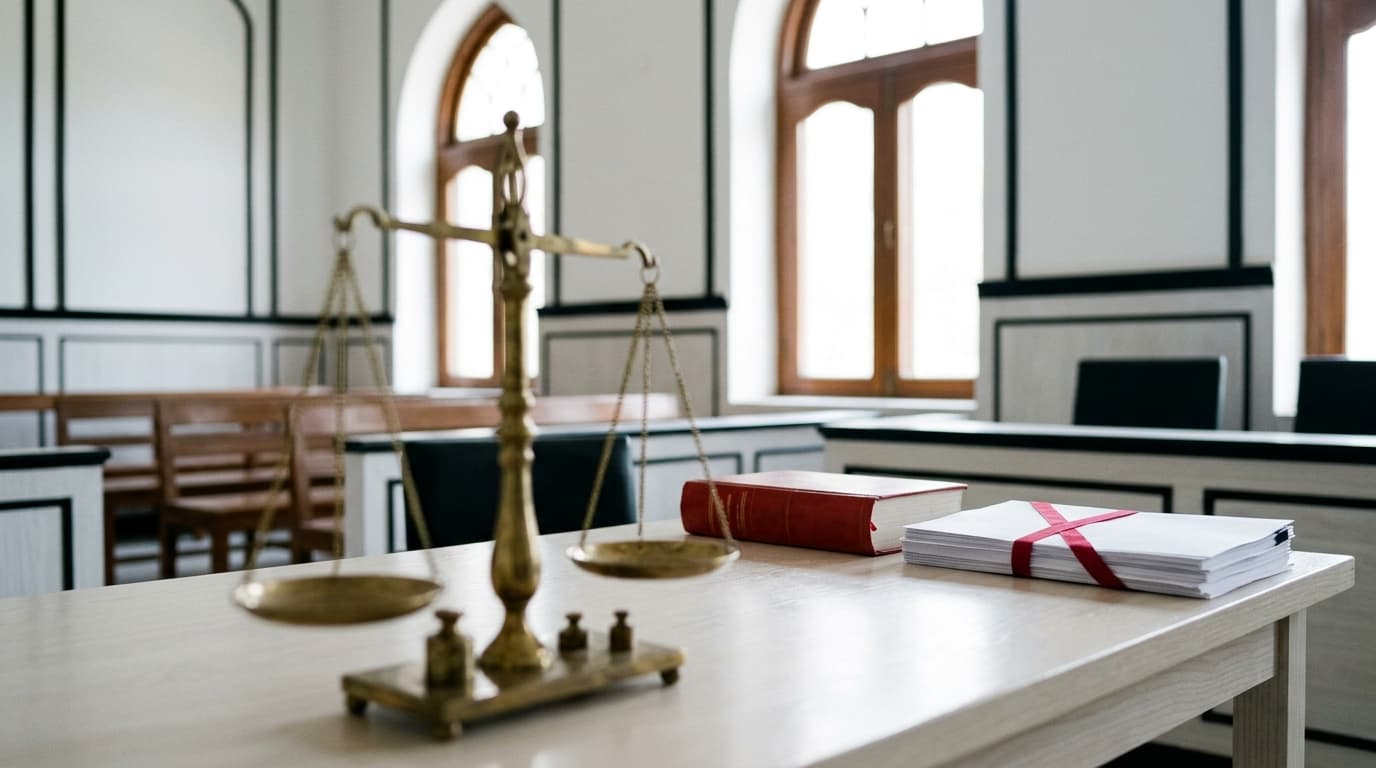 High Court Courtroom with Scales of Justice